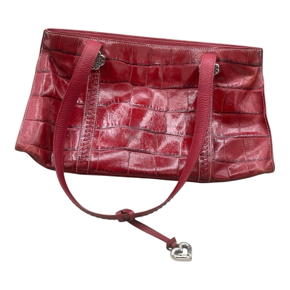 Brighton Red Shoulder Bag with Crocodile Texture